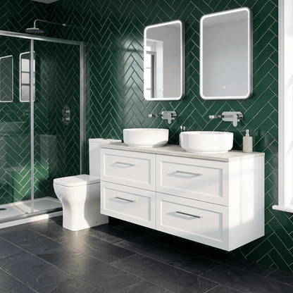 [BFSH124LMP2] Stonnall Traditional Wall Hung 4 Drawer 1200mm Vanity Unit with Marble Plaster Laminate Worktop - Choice of Colour - Lifestyle 3
