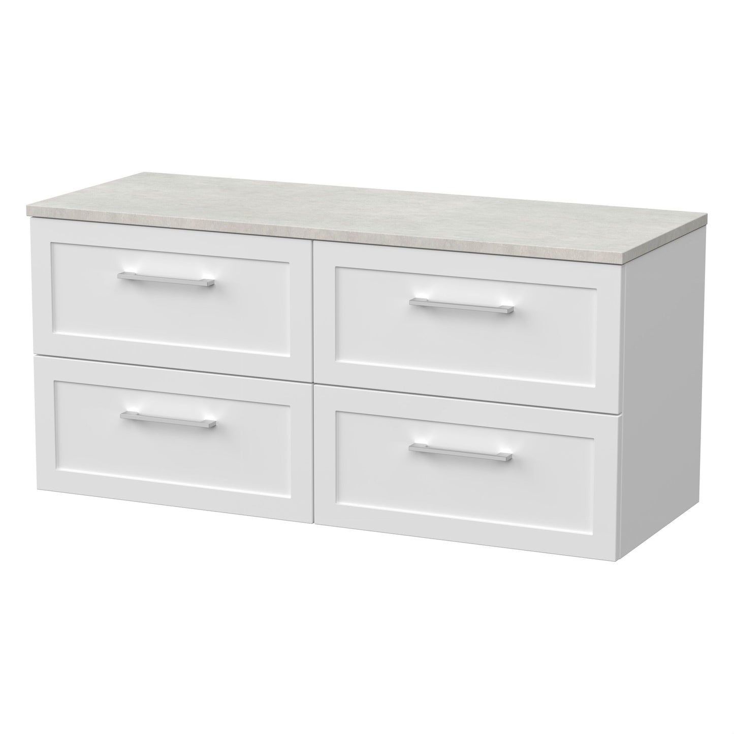[BFSH124LSWG2] Stonnall Traditional Wall Hung 4 Drawer 1200mm Vanity Unit with White Sparkle Laminate Worktop - Choice of Colour - Cutout