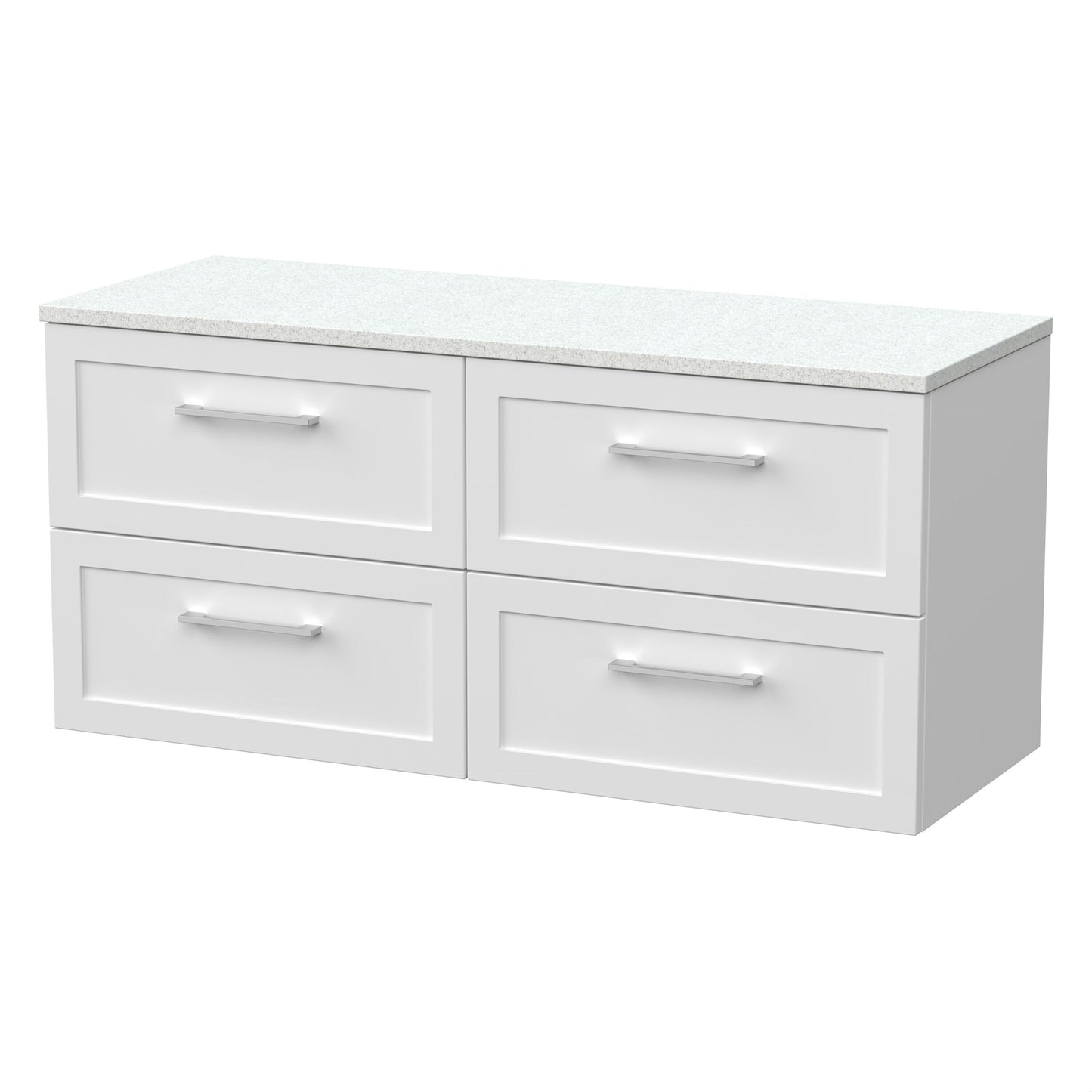 [BFSH124LWN2] Stonnall Traditional Wall Hung 4 Drawer 1200mm Vanity Unit with White Nebula Laminate Worktop - Choice of Colour - Cutout