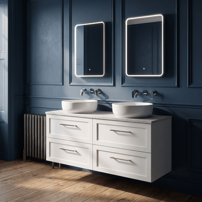 [BFSH124LWN2] Stonnall Traditional Wall Hung 4 Drawer 1200mm Vanity Unit with White Nebula Laminate Worktop - Choice of Colour - Lifestyle 1
