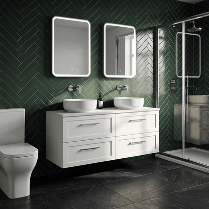 [BFSH124LWN2] Stonnall Traditional Wall Hung 4 Drawer 1200mm Vanity Unit with White Nebula Laminate Worktop - Choice of Colour - Lifestyle 3