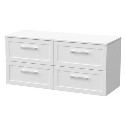 [BFSH124W2] Stonnall Traditional Wall Hung 4 Drawer 1200mm Vanity Unit with Laminate Worktop - Choice of Colour - Cutout