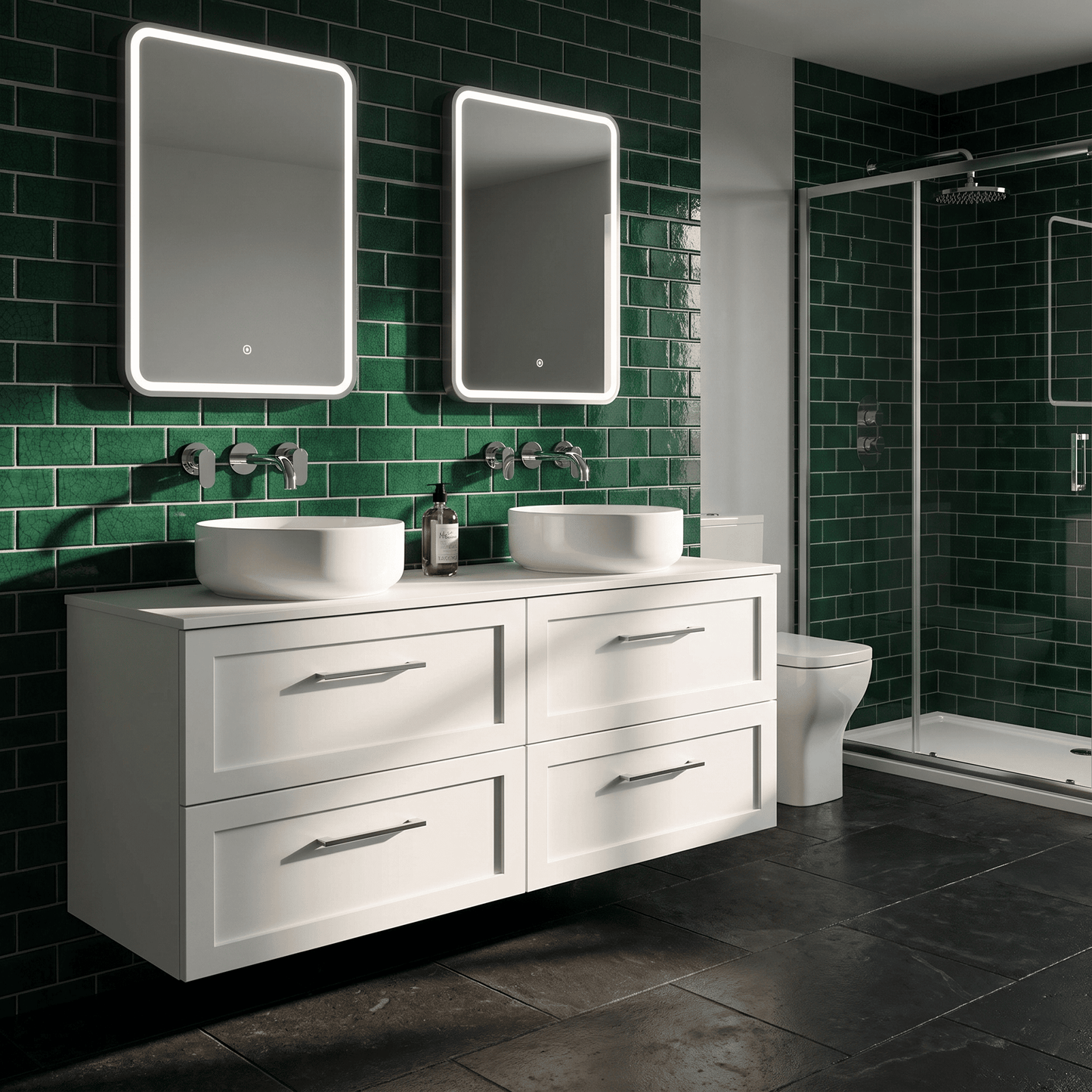[BFSH124W2] Stonnall Traditional Wall Hung 4 Drawer 1200mm Vanity Unit with Laminate Worktop - Choice of Colour - Lifestyle 3