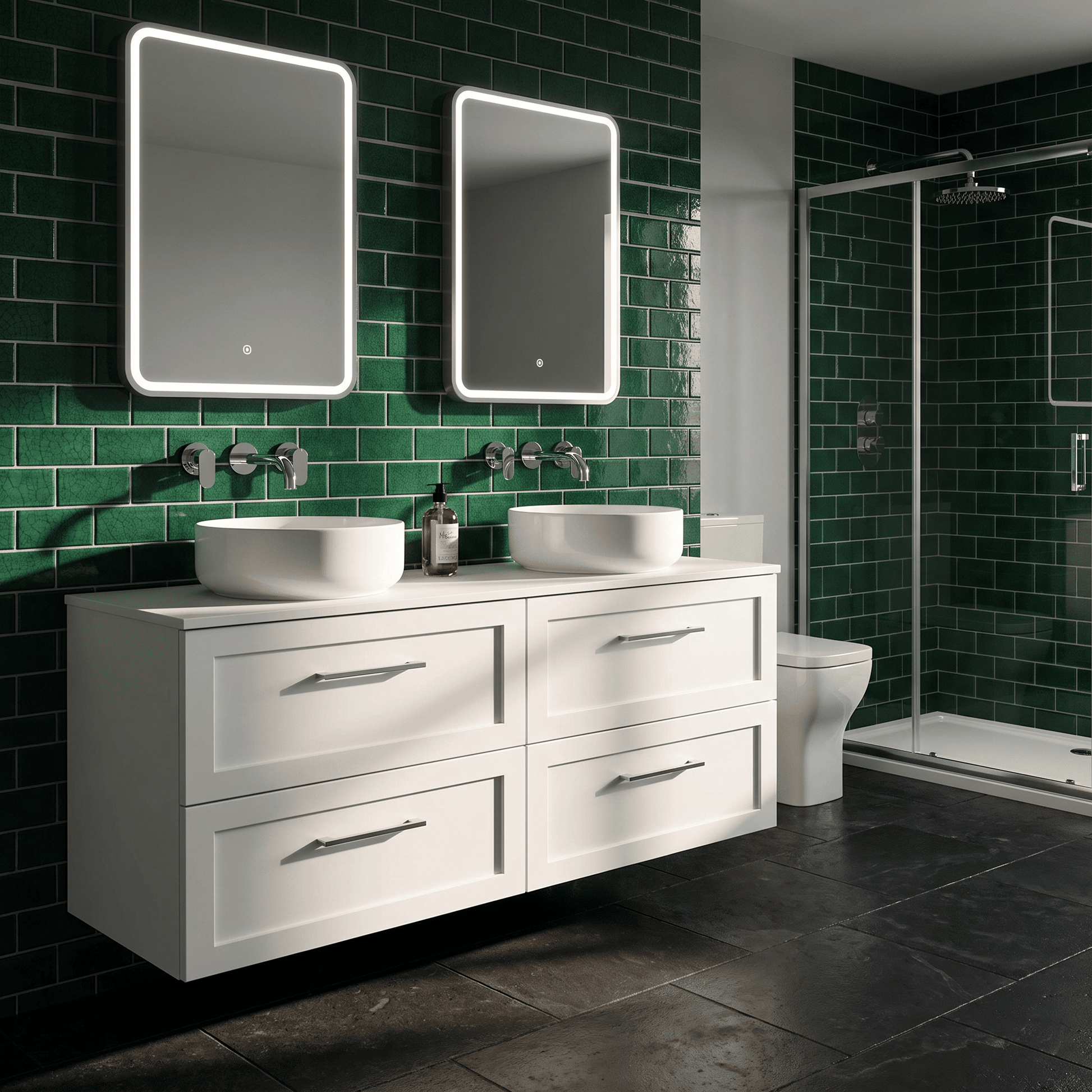 [BFSH124W2] Stonnall Traditional Wall Hung 4 Drawer 1200mm Vanity Unit with Laminate Worktop - Choice of Colour - Lifestyle 3