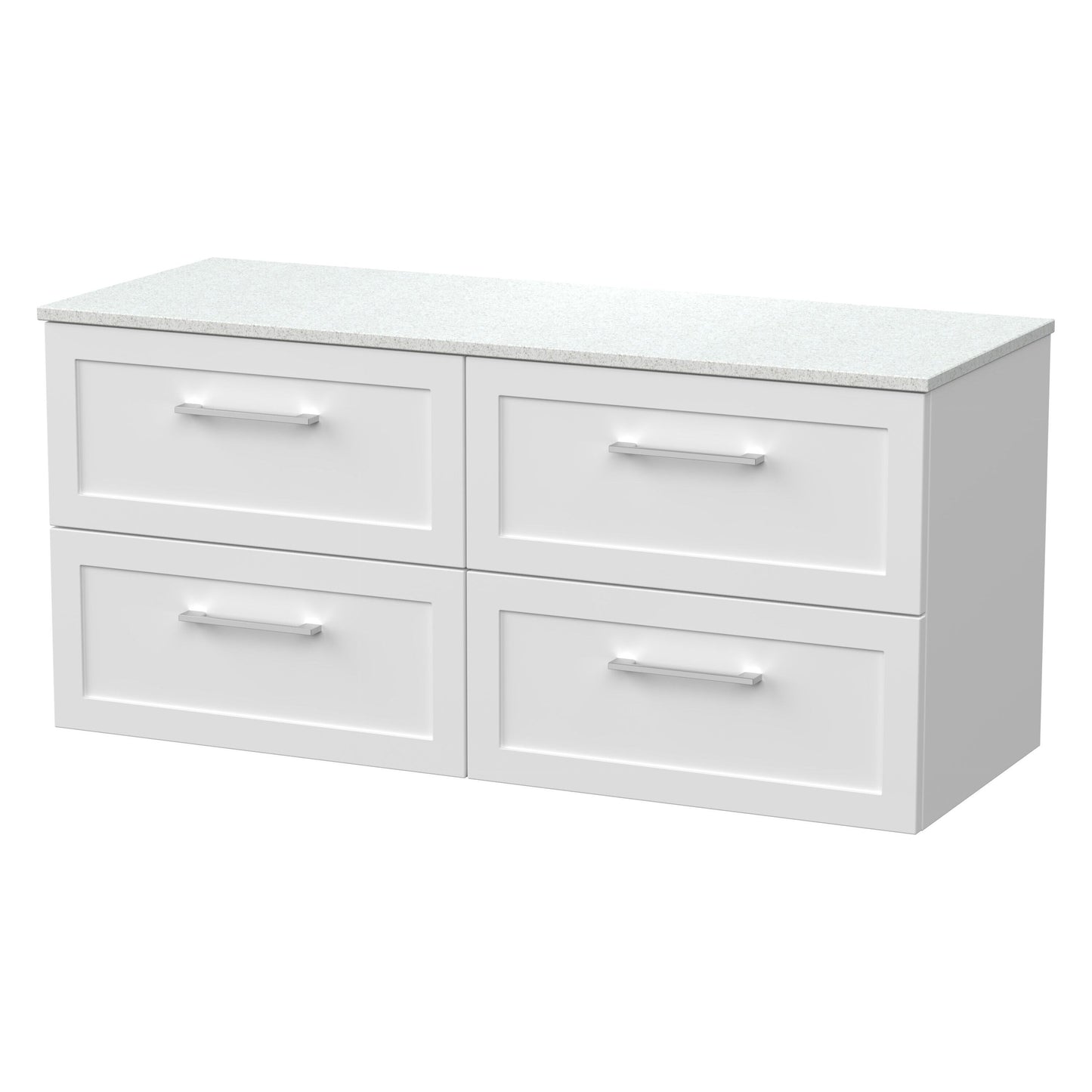 [BFSH124WMT2] Stonnall Traditional Wall Hung 4 Drawer 1200mm Vanity Unit with White Marble Top - Choice of Colour - Cutout