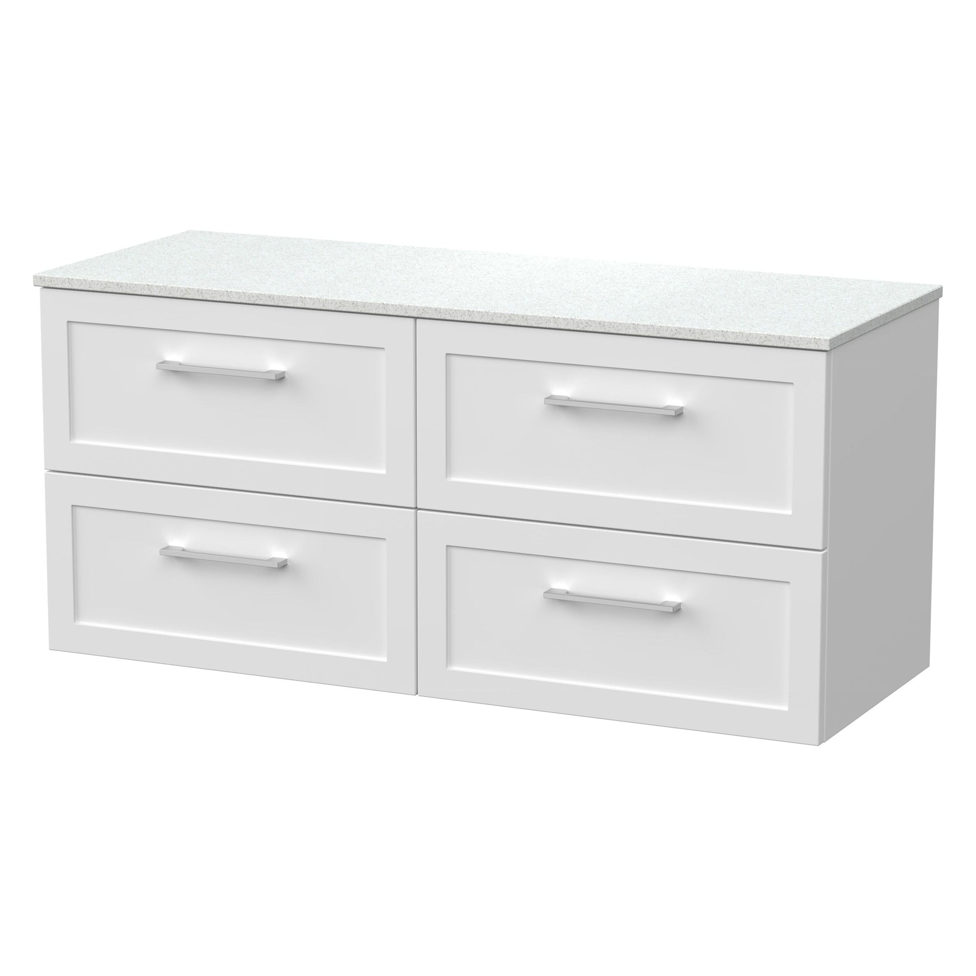 [BFSH124WMT2] Stonnall Traditional Wall Hung 4 Drawer 1200mm Vanity Unit with White Marble Top - Choice of Colour - Cutout