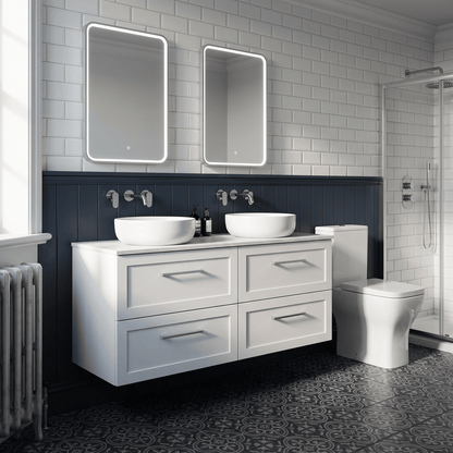 [BFSH124WMT2] Stonnall Traditional Wall Hung 4 Drawer 1200mm Vanity Unit with White Marble Top - Choice of Colour - Lifestyle 3