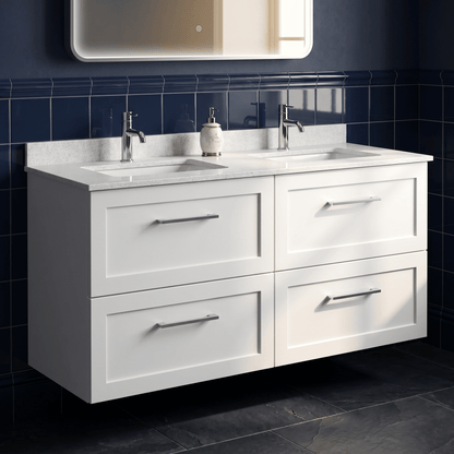 [BFSH124WS2] Stonnall Traditional Wall Hung 4 Drawer 1200mm Vanity Unit with White Marble Top and Basin - Choice of Colour - Lifestyle 2