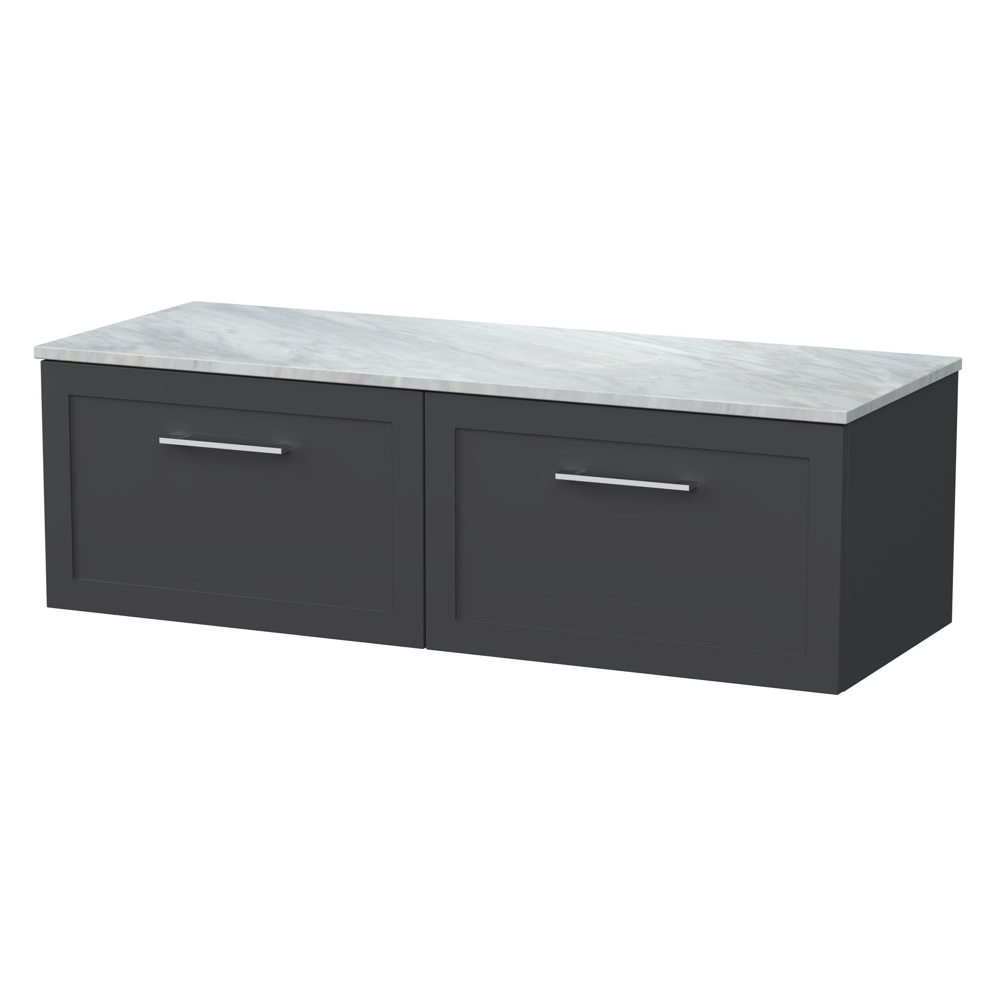[BFSH1422GMT2] Stonnall Traditional Wall Hung 2 Drawer 1200mm Vanity Unit with Grey Marble Top - Choice of Colour - Cutout