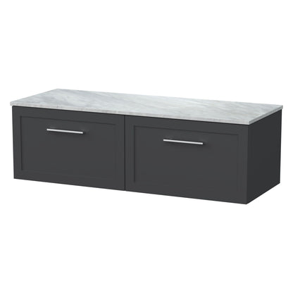 [BFSH1422GMT2] Stonnall Traditional Wall Hung 2 Drawer 1200mm Vanity Unit with Grey Marble Top - Choice of Colour - Cutout