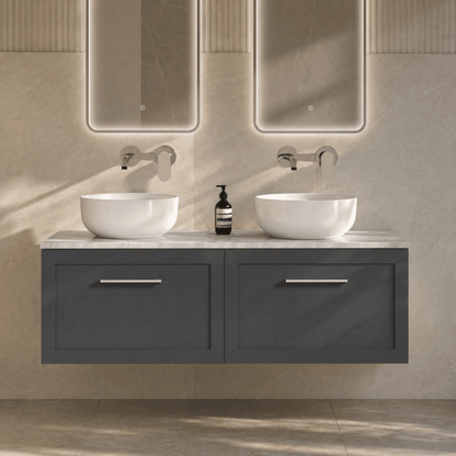 [BFSH1422GMT2] Stonnall Traditional Wall Hung 2 Drawer 1200mm Vanity Unit with Grey Marble Top - Choice of Colour - Lifestyle 2
