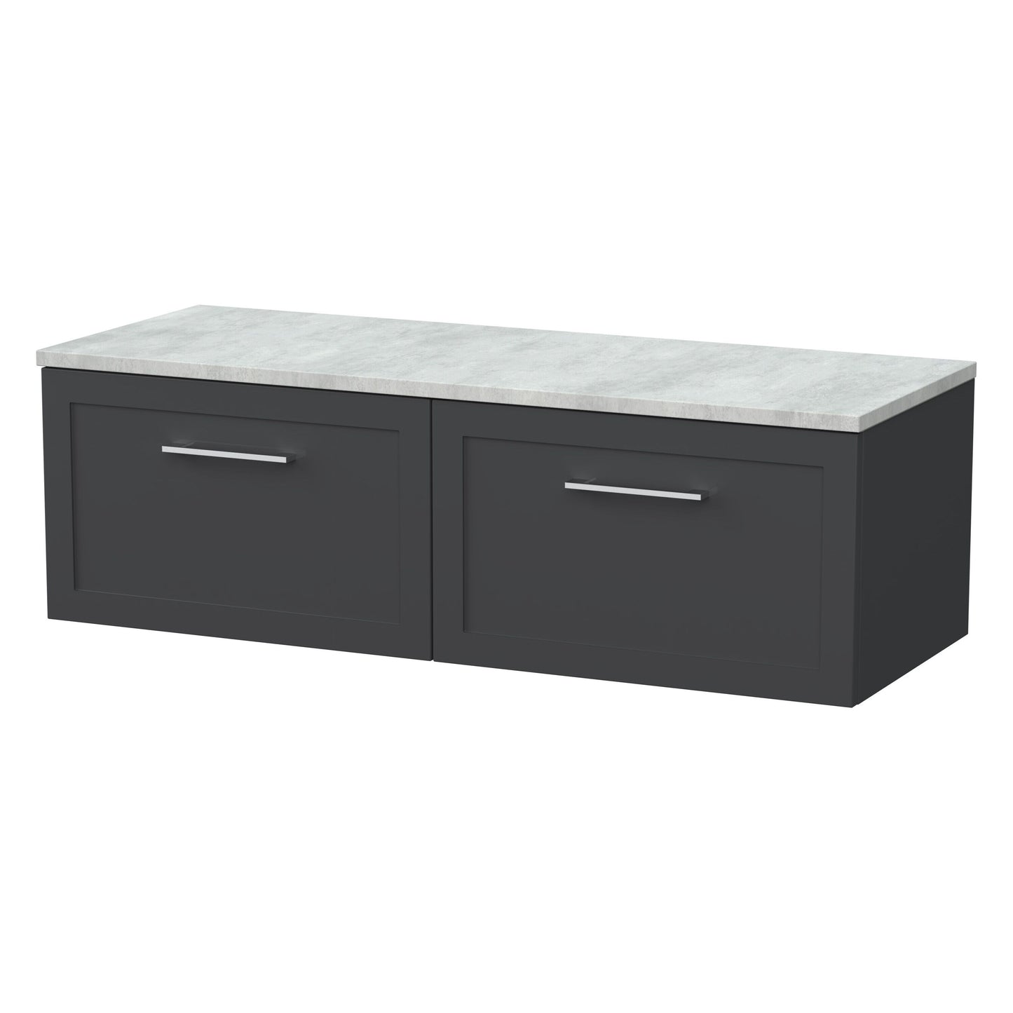 [BFSH1422LBG2] Stonnall Traditional Wall Hung 2 Drawer 1200mm Vanity Unit with Bellato Grey Laminate Worktop - Choice of Colour - Cutout