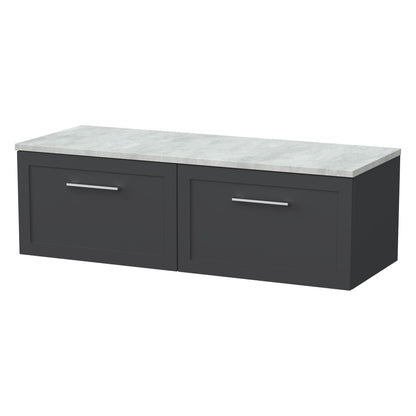 [BFSH1422LBG2] Stonnall Traditional Wall Hung 2 Drawer 1200mm Vanity Unit with Bellato Grey Laminate Worktop - Choice of Colour - Cutout