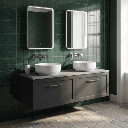 [BFSH1422LBG2] Stonnall Traditional Wall Hung 2 Drawer 1200mm Vanity Unit with Bellato Grey Laminate Worktop - Choice of Colour - Lifestyle 1
