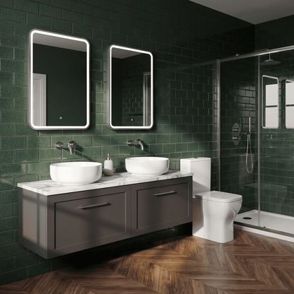 [BFSH1422LCM2] Stonnall Traditional Wall Hung 2 Drawer 1200mm Vanity Unit with Carrera Marble Laminate Worktop - Choice of Colour - Lifestyle 3