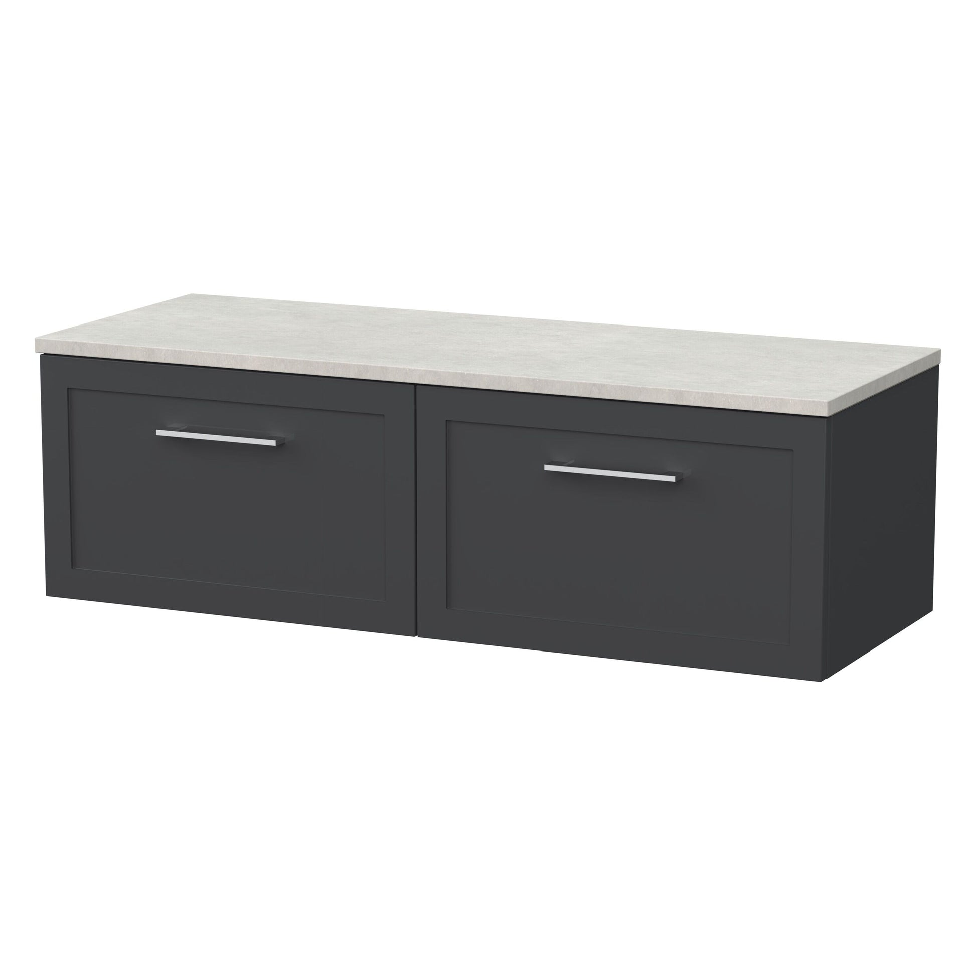 [BFSH1422LSWG2] Stonnall Traditional Wall Hung 2 Drawer 1200mm Vanity Unit with White Sparkle Laminate Worktop - Choice of Colour - Cutout