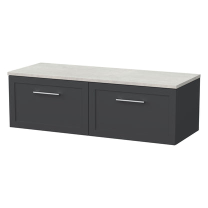 [BFSH1422LSWG2] Stonnall Traditional Wall Hung 2 Drawer 1200mm Vanity Unit with White Sparkle Laminate Worktop - Choice of Colour - Cutout