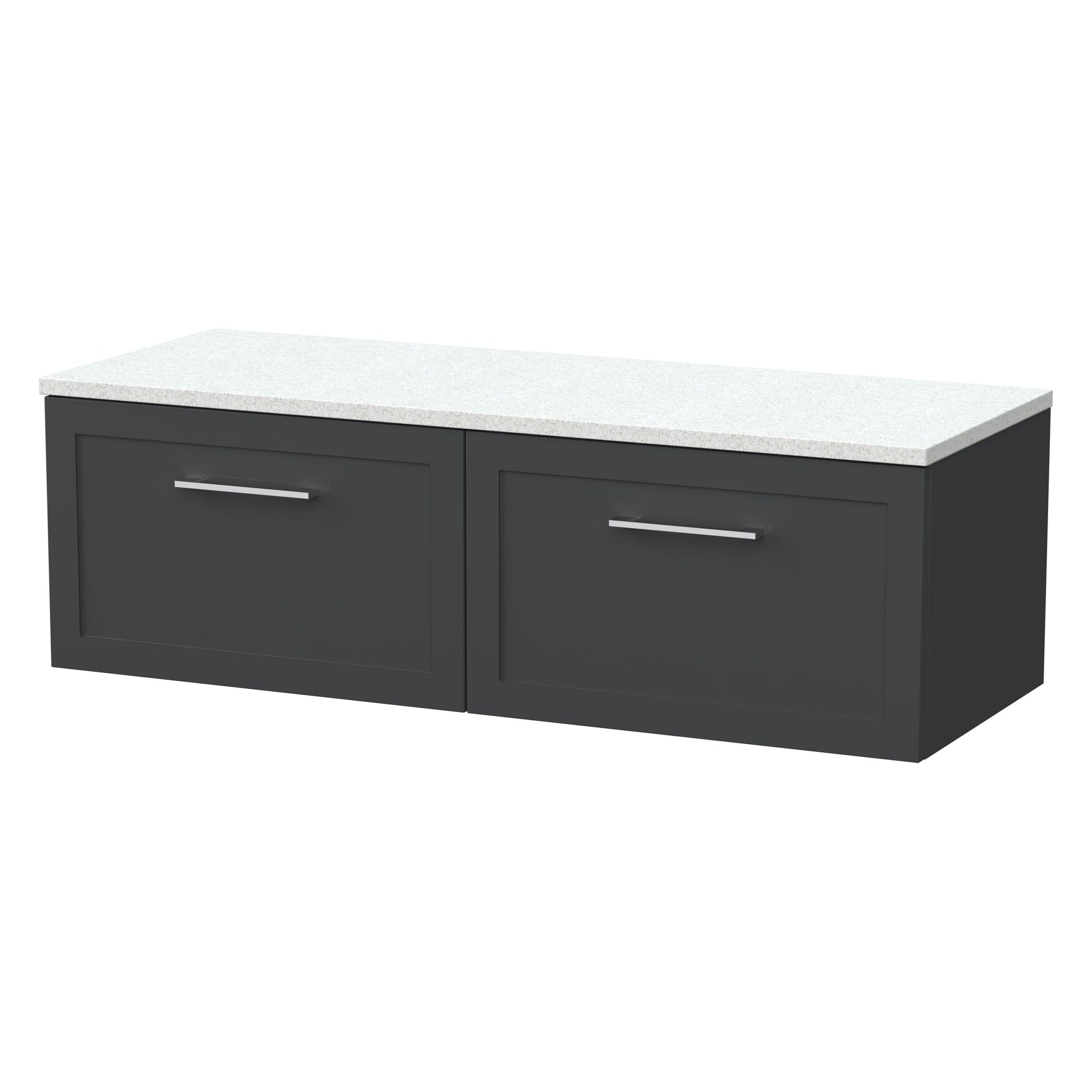 [BFSH1422LWN2] Stonnall Traditional Wall Hung 2 Drawer 1200mm Vanity Unit with White Nebula Laminate Worktop - Choice of Colour - Cutout
