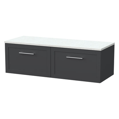 [BFSH1422LWN2] Stonnall Traditional Wall Hung 2 Drawer 1200mm Vanity Unit with White Nebula Laminate Worktop - Choice of Colour - Cutout