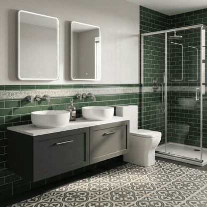 [BFSH1422LWN2] Stonnall Traditional Wall Hung 2 Drawer 1200mm Vanity Unit with White Nebula Laminate Worktop - Choice of Colour - Lifestyle 3