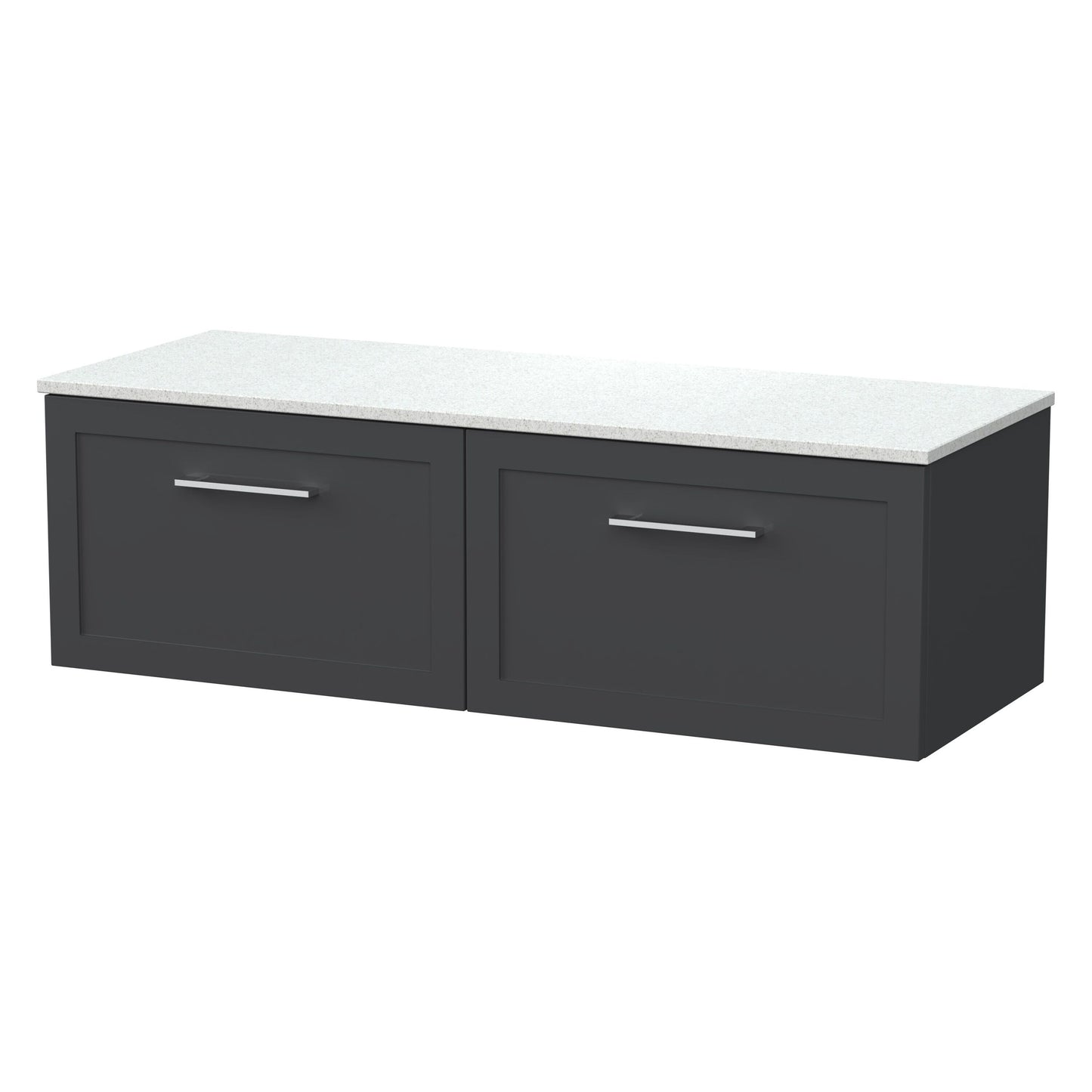 [BFSH1422WMT2] Stonnall Traditional Wall Hung 2 Drawer 1200mm Vanity Unit with White Marble Top - Choice of Colour - Cutout