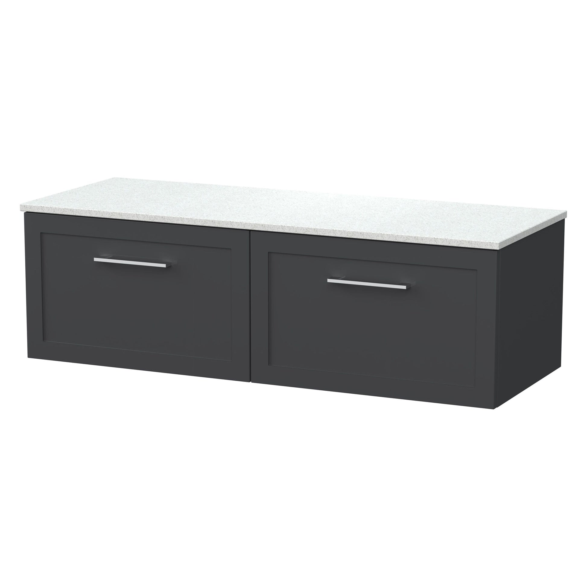 [BFSH1422WMT2] Stonnall Traditional Wall Hung 2 Drawer 1200mm Vanity Unit with White Marble Top - Choice of Colour - Cutout