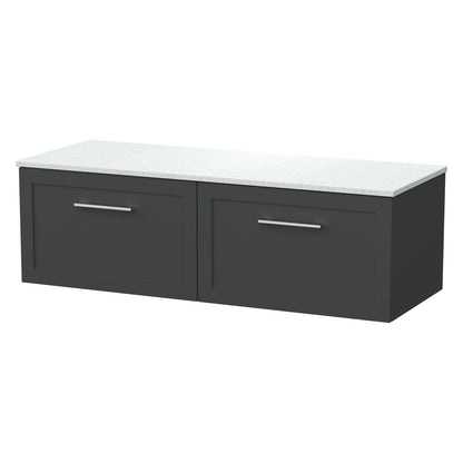 [BFSH1422WMT2] Stonnall Traditional Wall Hung 2 Drawer 1200mm Vanity Unit with White Marble Top - Choice of Colour - Cutout