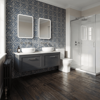 [BFSH1422WMT2] Stonnall Traditional Wall Hung 2 Drawer 1200mm Vanity Unit with White Marble Top - Choice of Colour - Lifestyle 3