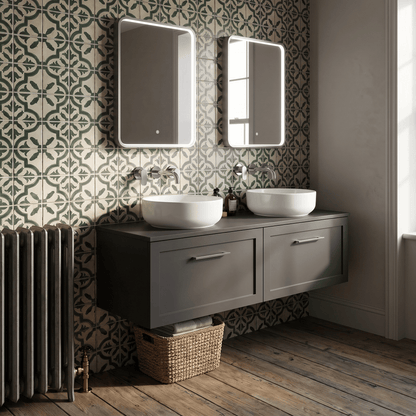 [BFSH1422WS2] Stonnall Traditional Wall Hung 2 Drawer 1200mm Vanity Unit with White Marble Top and Basin - Choice of Colour - Lifestyle 1