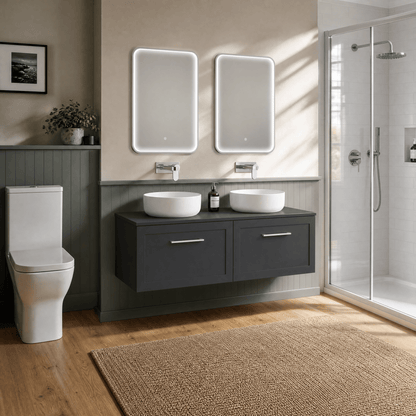 [BFSH1422WS2] Stonnall Traditional Wall Hung 2 Drawer 1200mm Vanity Unit with White Marble Top and Basin - Choice of Colour - Lifestyle 3