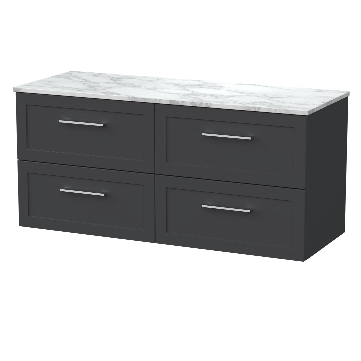 [BFSH1424CMT2] Stonnall Traditional Wall Hung 4 Drawer 1200mm Vanity Unit with Carrera Marble Top - Choice of Colour - Cutout