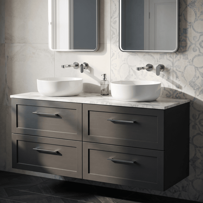 [BFSH1424CMT2] Stonnall Traditional Wall Hung 4 Drawer 1200mm Vanity Unit with Carrera Marble Top - Choice of Colour - Lifestyle 2
