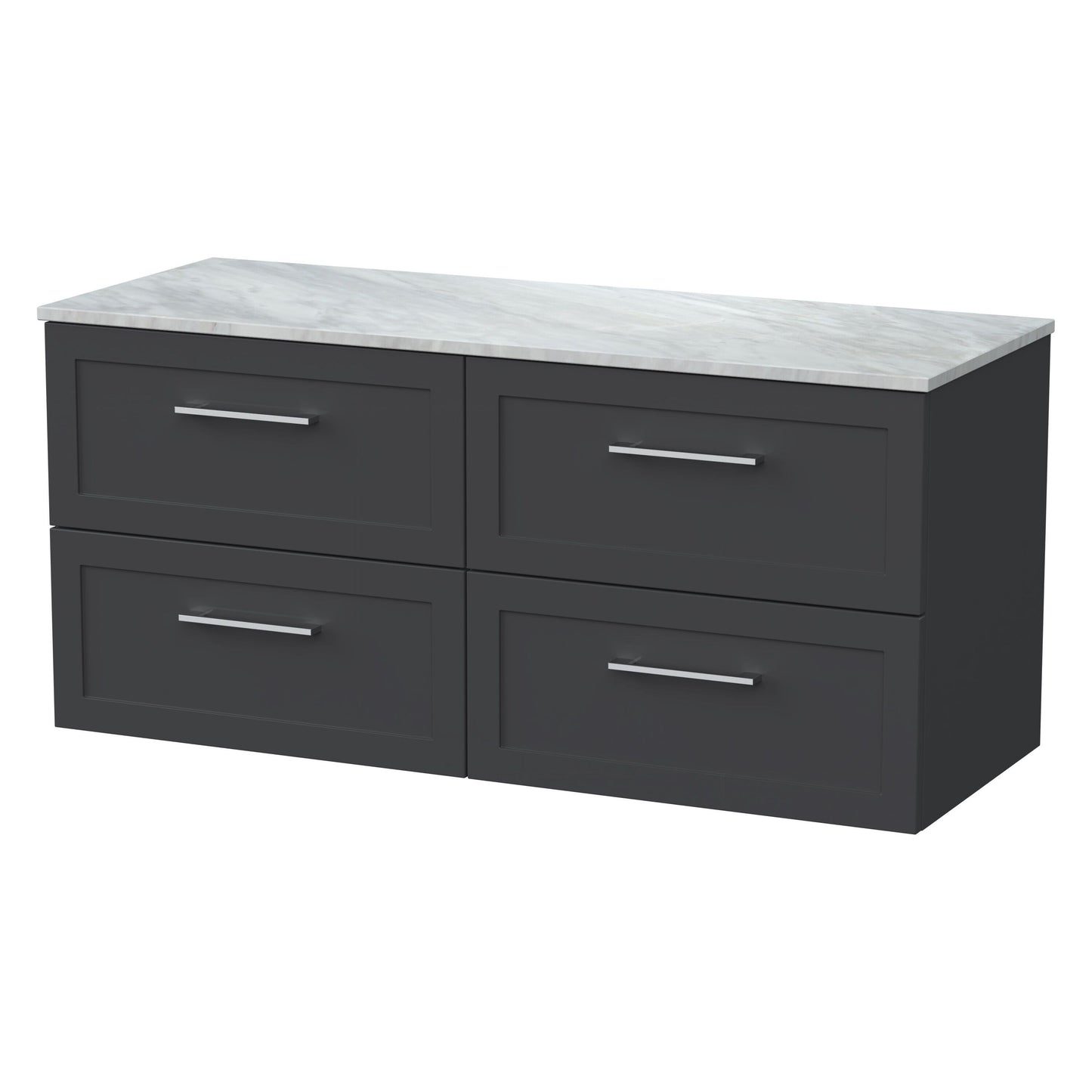 [BFSH1424GMT2] Stonnall Traditional Wall Hung 4 Drawer 1200mm Vanity Unit with Grey Marble Top - Choice of Colour - Cutout