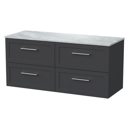 [BFSH1424GMT2] Stonnall Traditional Wall Hung 4 Drawer 1200mm Vanity Unit with Grey Marble Top - Choice of Colour - Cutout