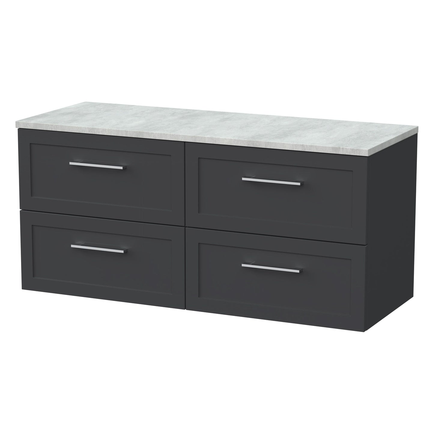 [BFSH1424LBG2] Stonnall Traditional Wall Hung 4 Drawer 1200mm Vanity Unit with Bellato Grey Laminate Worktop - Choice of Colour - Cutout