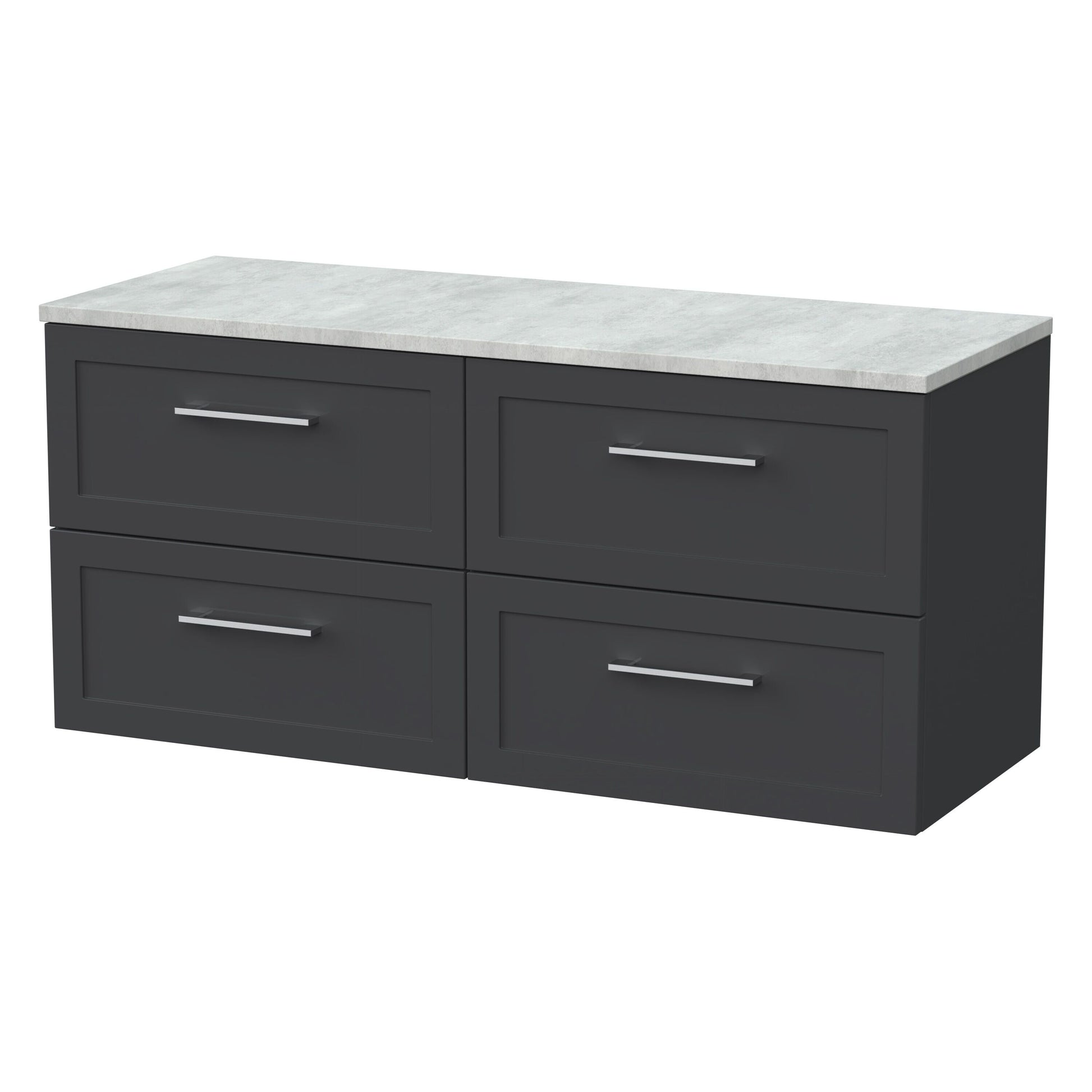 [BFSH1424LBG2] Stonnall Traditional Wall Hung 4 Drawer 1200mm Vanity Unit with Bellato Grey Laminate Worktop - Choice of Colour - Cutout