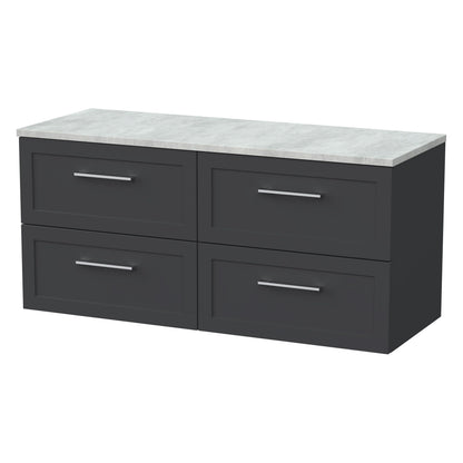 [BFSH1424LBG2] Stonnall Traditional Wall Hung 4 Drawer 1200mm Vanity Unit with Bellato Grey Laminate Worktop - Choice of Colour - Cutout
