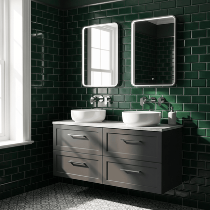 [BFSH1424LBG2] Stonnall Traditional Wall Hung 4 Drawer 1200mm Vanity Unit with Bellato Grey Laminate Worktop - Choice of Colour - Lifestyle 2