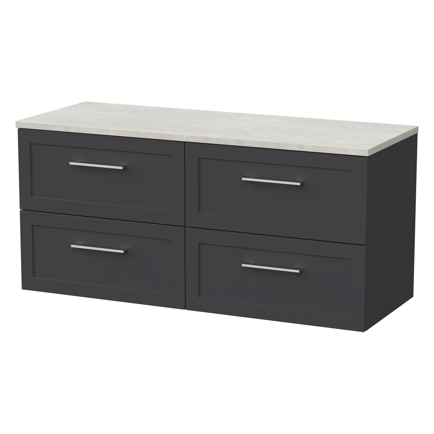 [BFSH1424LSWG2] Stonnall Traditional Wall Hung 4 Drawer 1200mm Vanity Unit with White Sparkle Laminate Worktop - Choice of Colour - Cutout