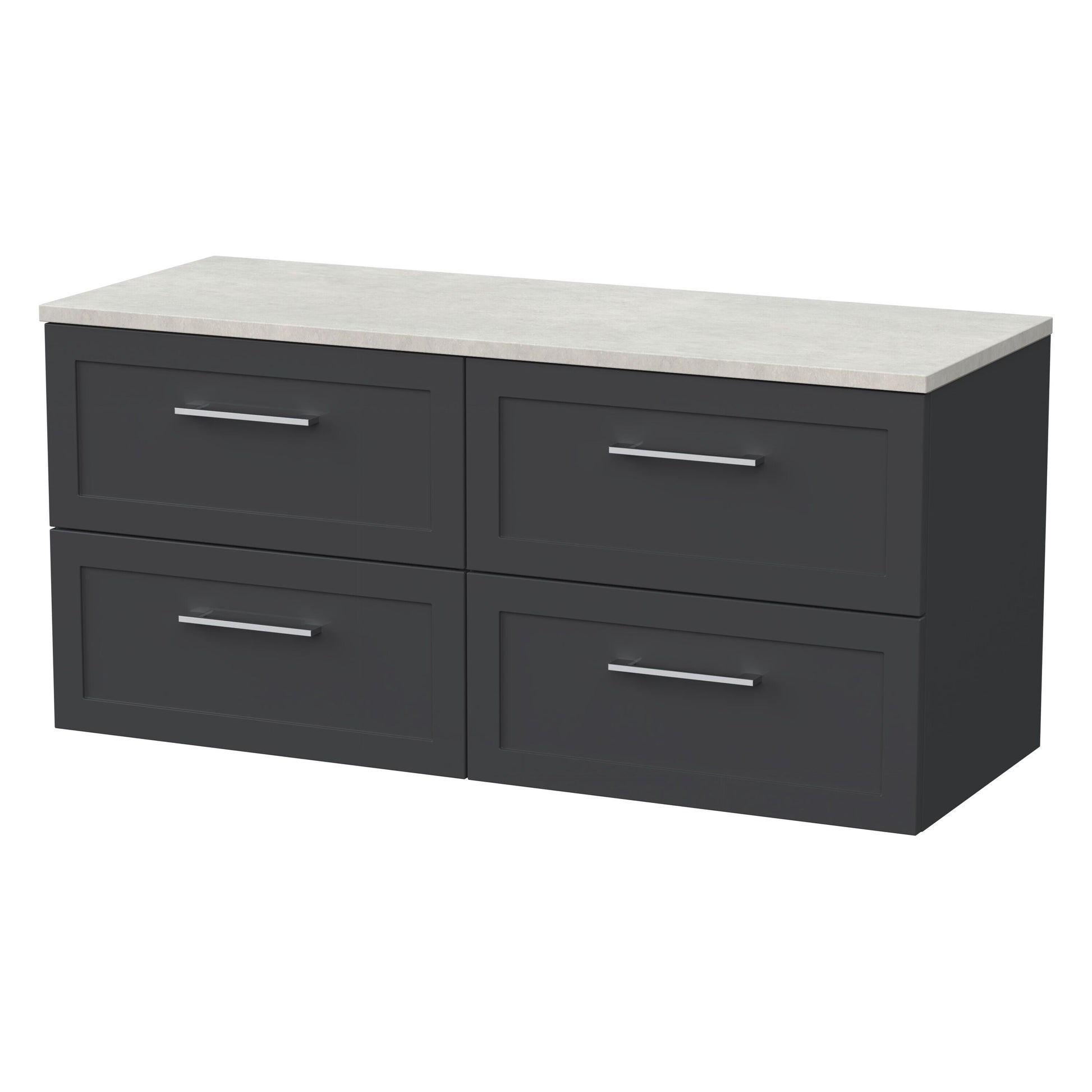 [BFSH1424LSWG2] Stonnall Traditional Wall Hung 4 Drawer 1200mm Vanity Unit with White Sparkle Laminate Worktop - Choice of Colour - Cutout
