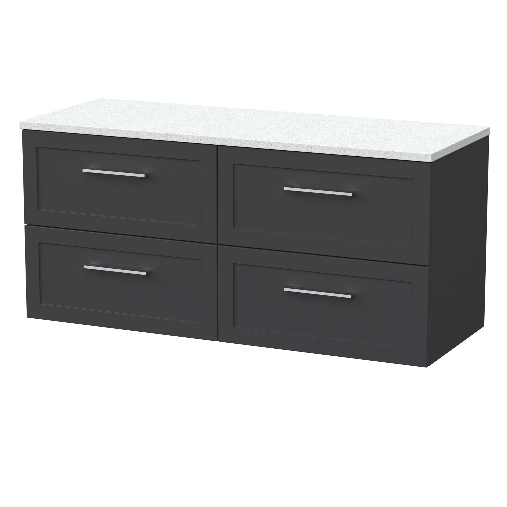 [BFSH1424LWN2] Stonnall Traditional Wall Hung 4 Drawer 1200mm Vanity Unit with White Nebula Laminate Worktop - Choice of Colour - Cutout