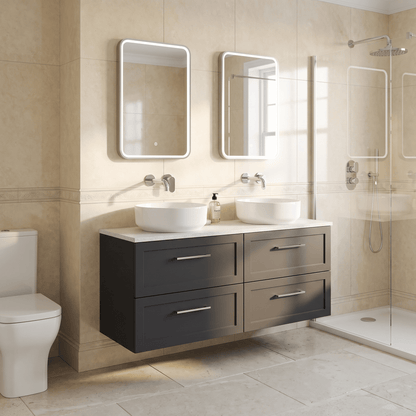 [BFSH1424LWN2] Stonnall Traditional Wall Hung 4 Drawer 1200mm Vanity Unit with White Nebula Laminate Worktop - Choice of Colour - Lifestyle 3