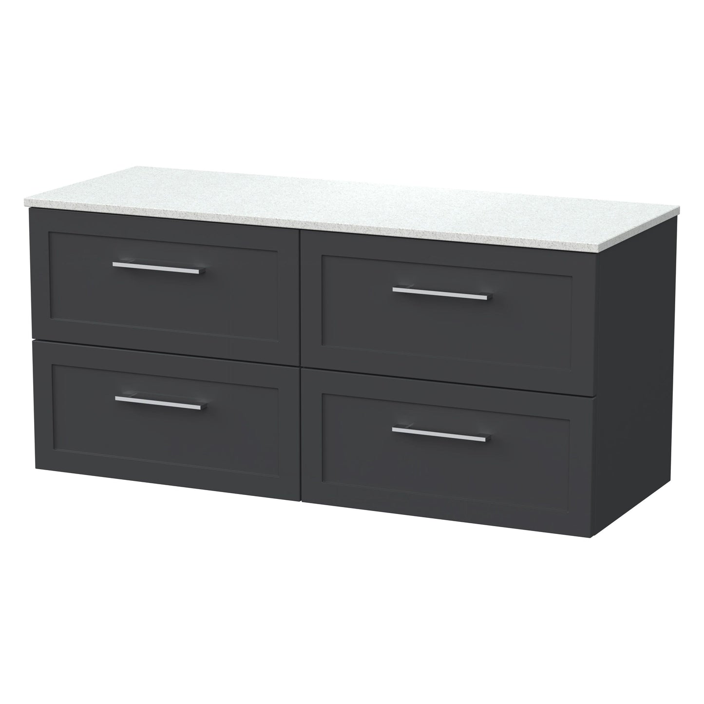 [BFSH1424WMT2] Stonnall Traditional Wall Hung 4 Drawer 1200mm Vanity Unit with White Marble Top - Choice of Colour - Cutout