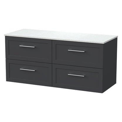 [BFSH1424WMT2] Stonnall Traditional Wall Hung 4 Drawer 1200mm Vanity Unit with White Marble Top - Choice of Colour - Cutout