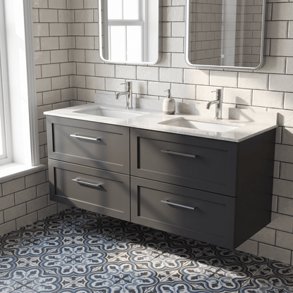 [BFSH1424WS2] Stonnall Traditional Wall Hung 4 Drawer 1200mm Vanity Unit with White Marble Top and Basin - Choice of Colour - Lifestyle 1