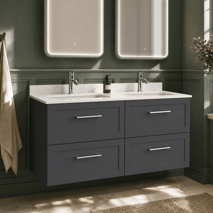 [BFSH1424WS2] Stonnall Traditional Wall Hung 4 Drawer 1200mm Vanity Unit with White Marble Top and Basin - Choice of Colour - Lifestyle 2