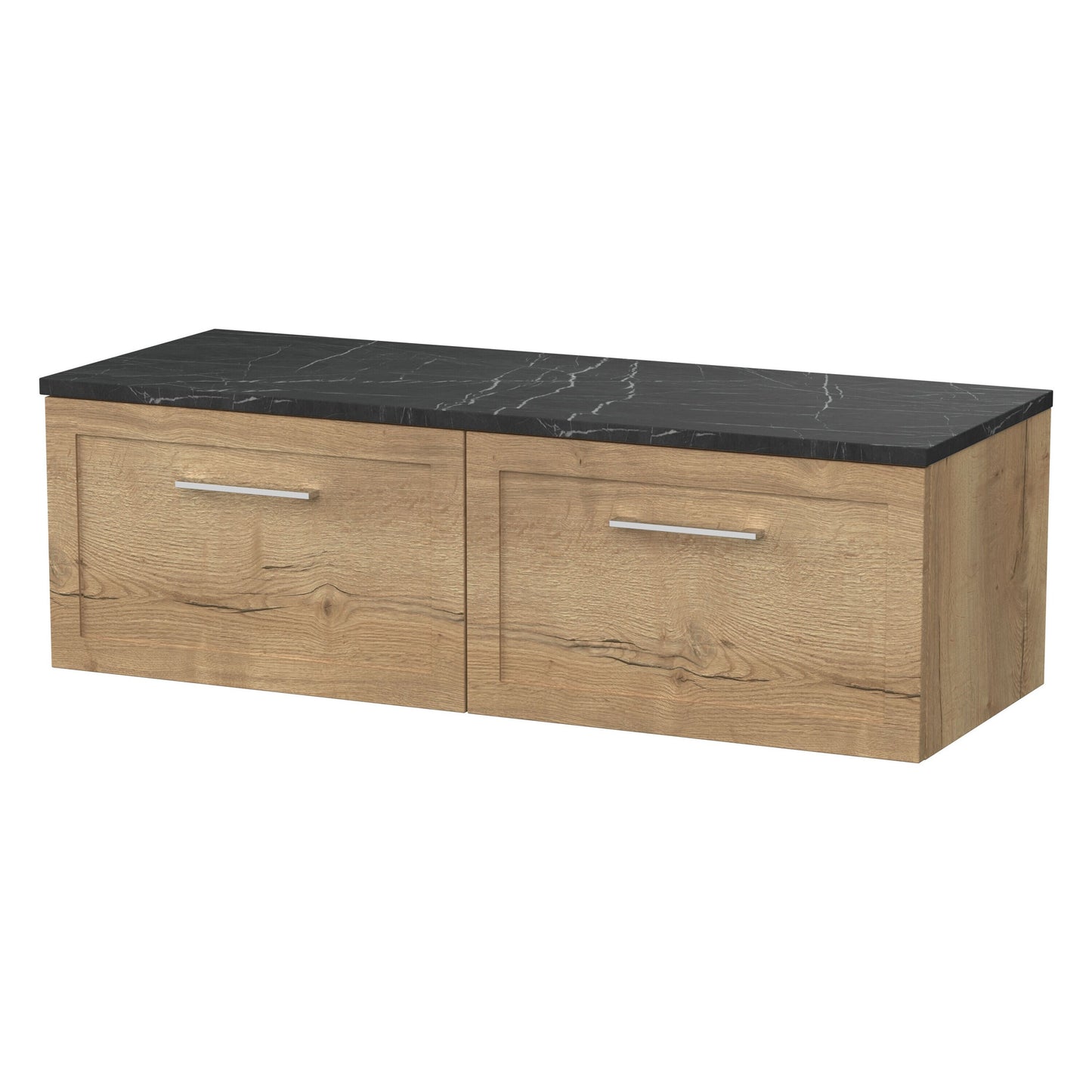 [BFSH1822LBP2] Stonnall Traditional Wall Hung 2 Drawer 1200mm Vanity Unit with Black Pietra Marble Laminate Worktop - Choice of Colour - Cutout