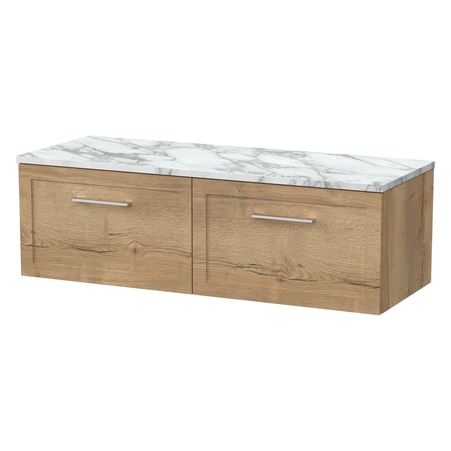 [BFSH1822LCM2] Stonnall Traditional Wall Hung 2 Drawer 1200mm Vanity Unit with Carrera Marble Laminate Worktop - Choice of Colour - Cutout