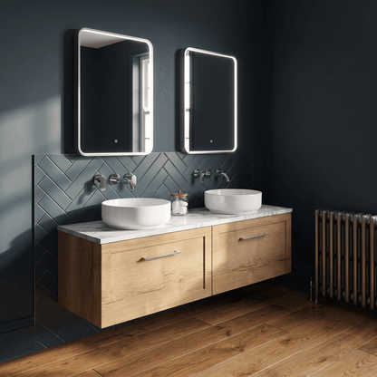 [BFSH1822LCM2] Stonnall Traditional Wall Hung 2 Drawer 1200mm Vanity Unit with Carrera Marble Laminate Worktop - Choice of Colour - Lifestyle 1