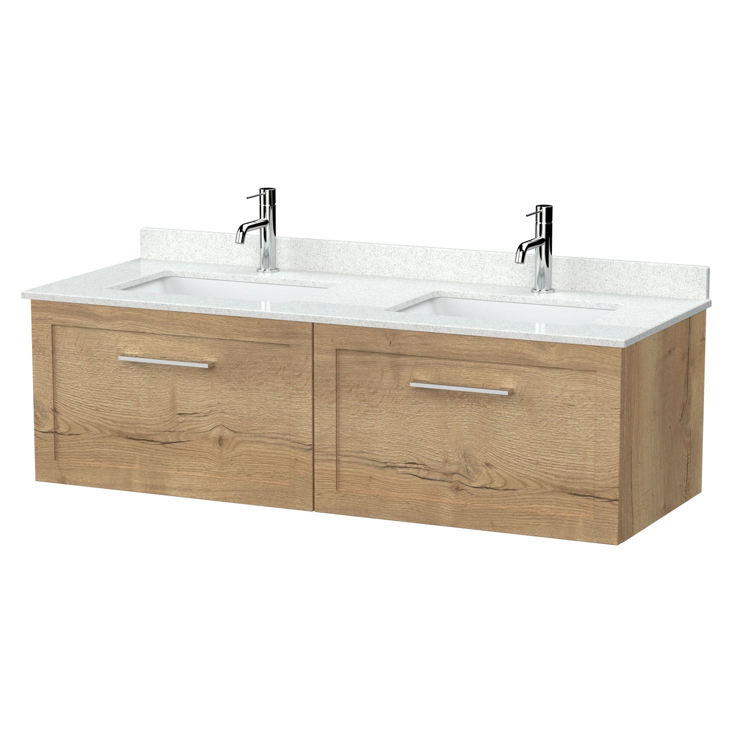 [BFSH1822WS2] Stonnall Traditional Wall Hung 2 Drawer 1200mm Vanity Unit with White Marble Top and Basin - Choice of Colour - Cutout
